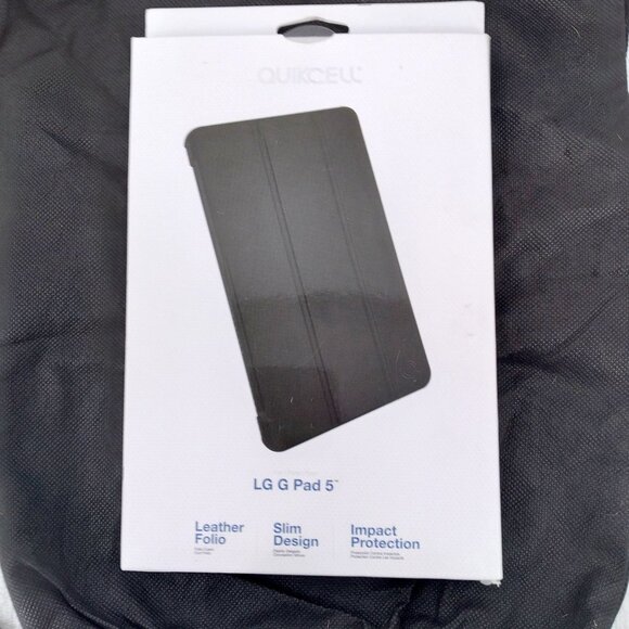 Quikcell LG G PAD 5 CONSUL Folio Case Black Leather - Picture 1 of 4